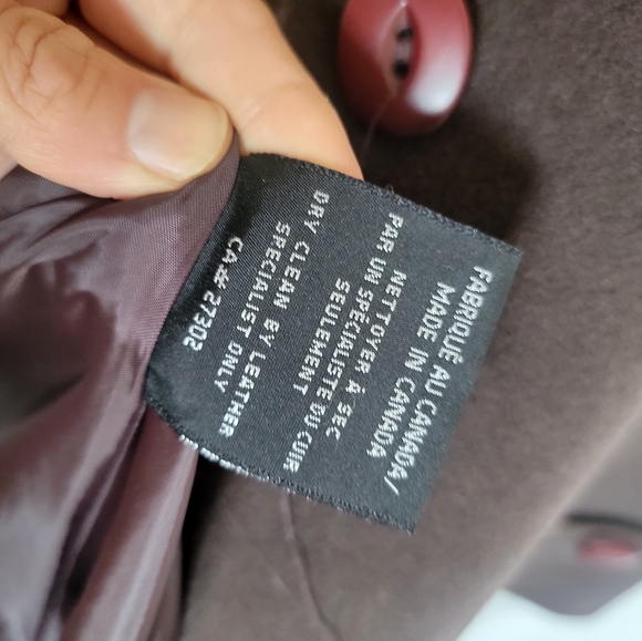 Mackage brown wool and leather coat - Picture 8 of 9